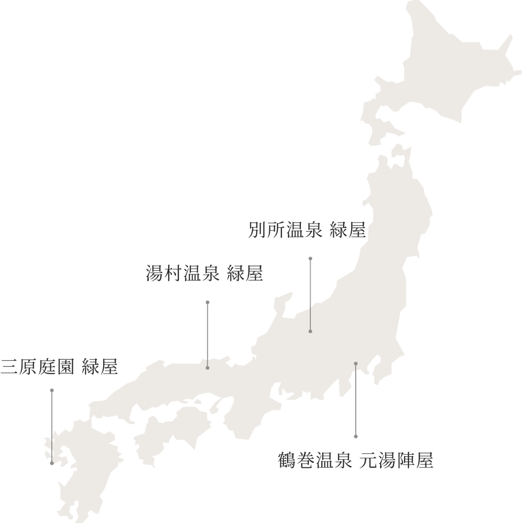 陣屋グループで展開している宿泊施設の地図イラスト